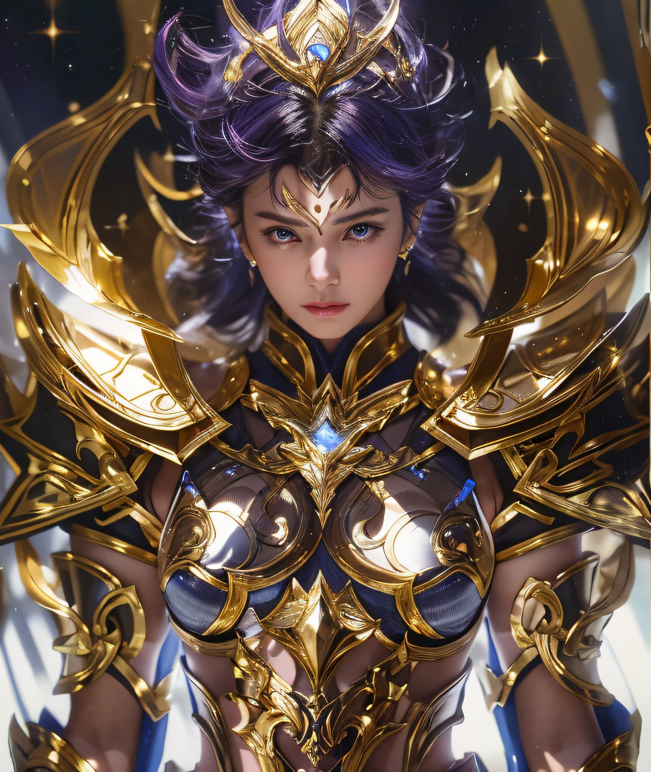 man with halo armor,  in a space base,Slightly rusty aura armor, professional photos, Milky Way Arav, a man with a whole necklace made of blue crystals on his neck and torso, shirtless., have a belly, Sit comfortably while spreading your legs., (fat(from below:1.1)), Eyes on the viewer, Korean muscular boy, 2 1 years old, [ Strictly defines the abdomen ]!!, perfect body, 21 years old, 22 years old, tear, Medium shot of the big man., Asian man, [ A firmly defined abdomen ]!!, 18 years old,((((Convex ??????)))),A golden shawl decorated with blue crystals.,Decorated with crystals,Wear a large crystal belt.
