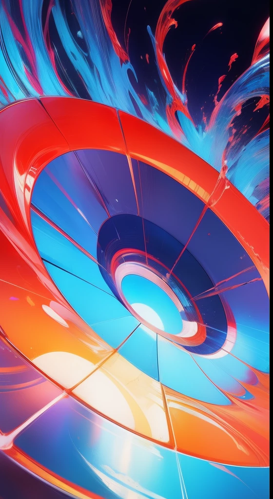 Reflecting a vibrant flat mirror, colorful world, with dynamism.lineworks，Obvious transition