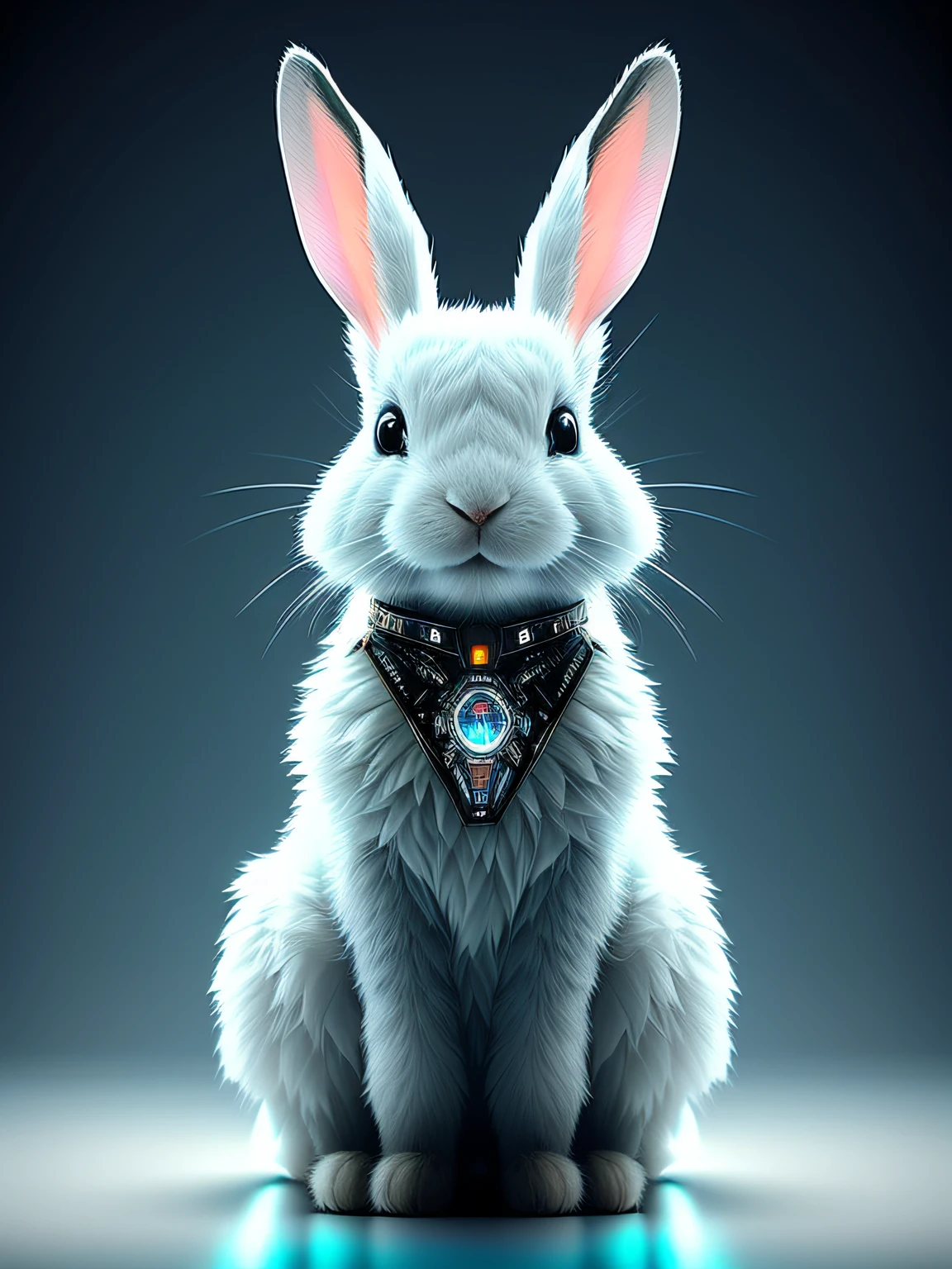 Cute rabbit made of crystal, 4K, (Cyborg:1.1), ([Tail|thin linework]:1.3), (intricately details), hdr, (intricately details, Super detail:1.2), Cinematography, Vignetting, centering