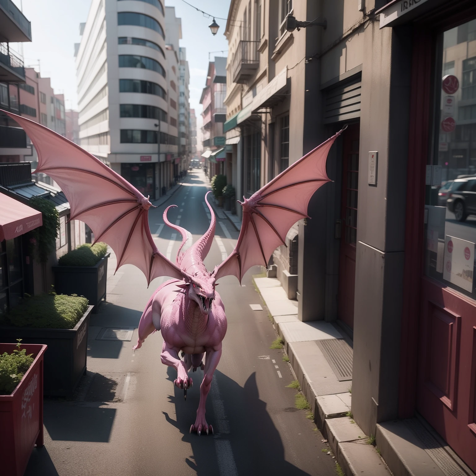 Pink Dragon Chasing Something, high quality photograph, CCTV Footage - Style Raw - AR 2:3 - 200 years