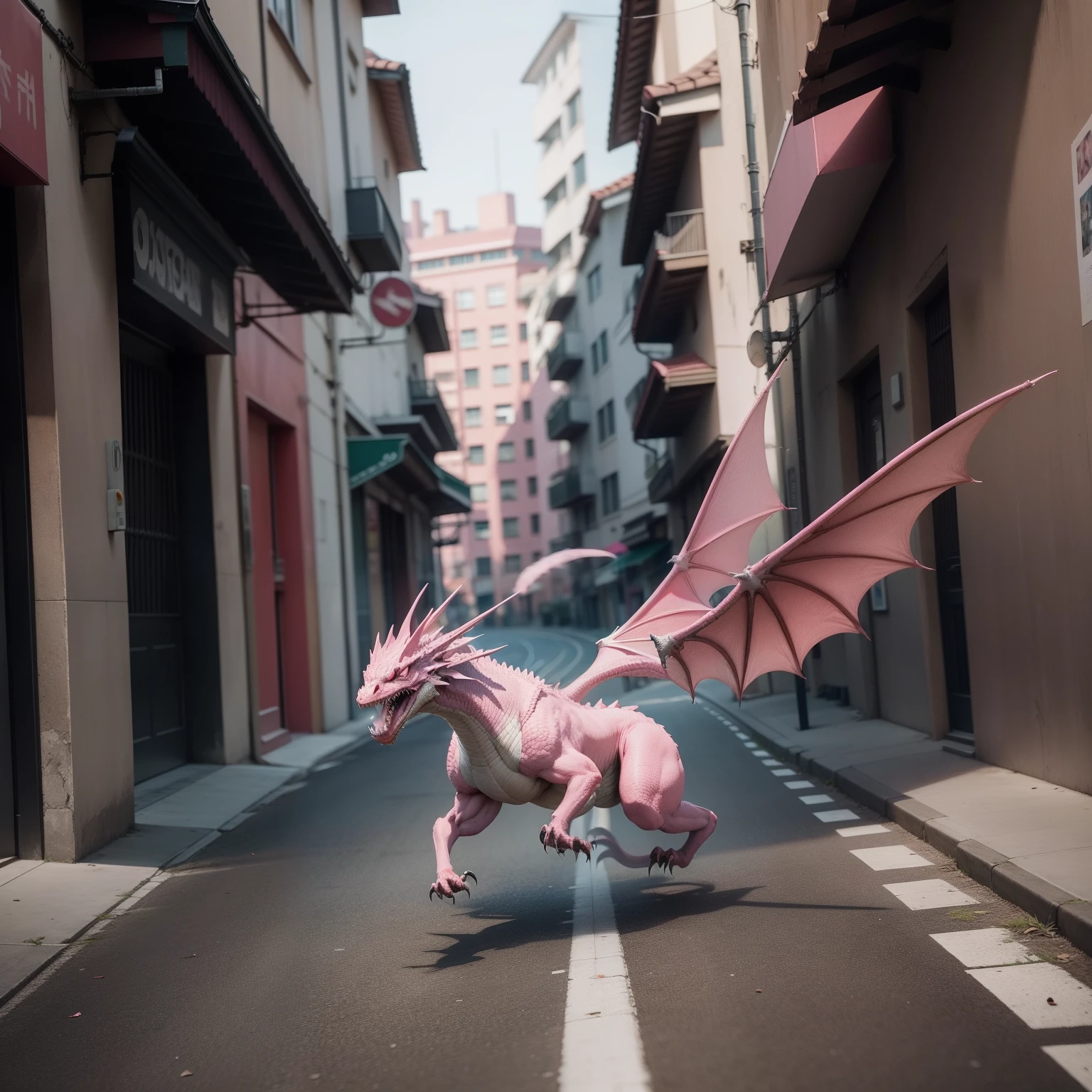 Pink Dragon Chasing Something, high quality photograph, CCTV Footage - Style Raw - AR 2:3 - 200 years