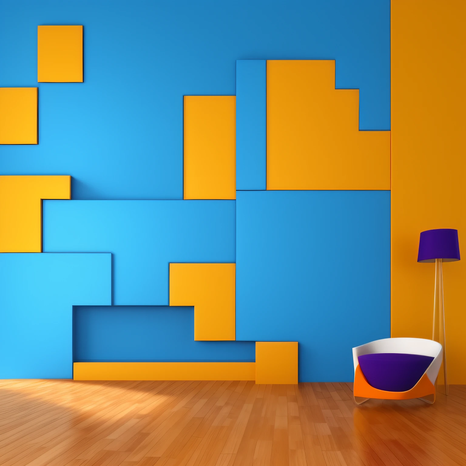 Make a "Flat In 3D" style background with this image. Reveal the perfection of the image. Cores alaranjando, amarelo, azul e uva.