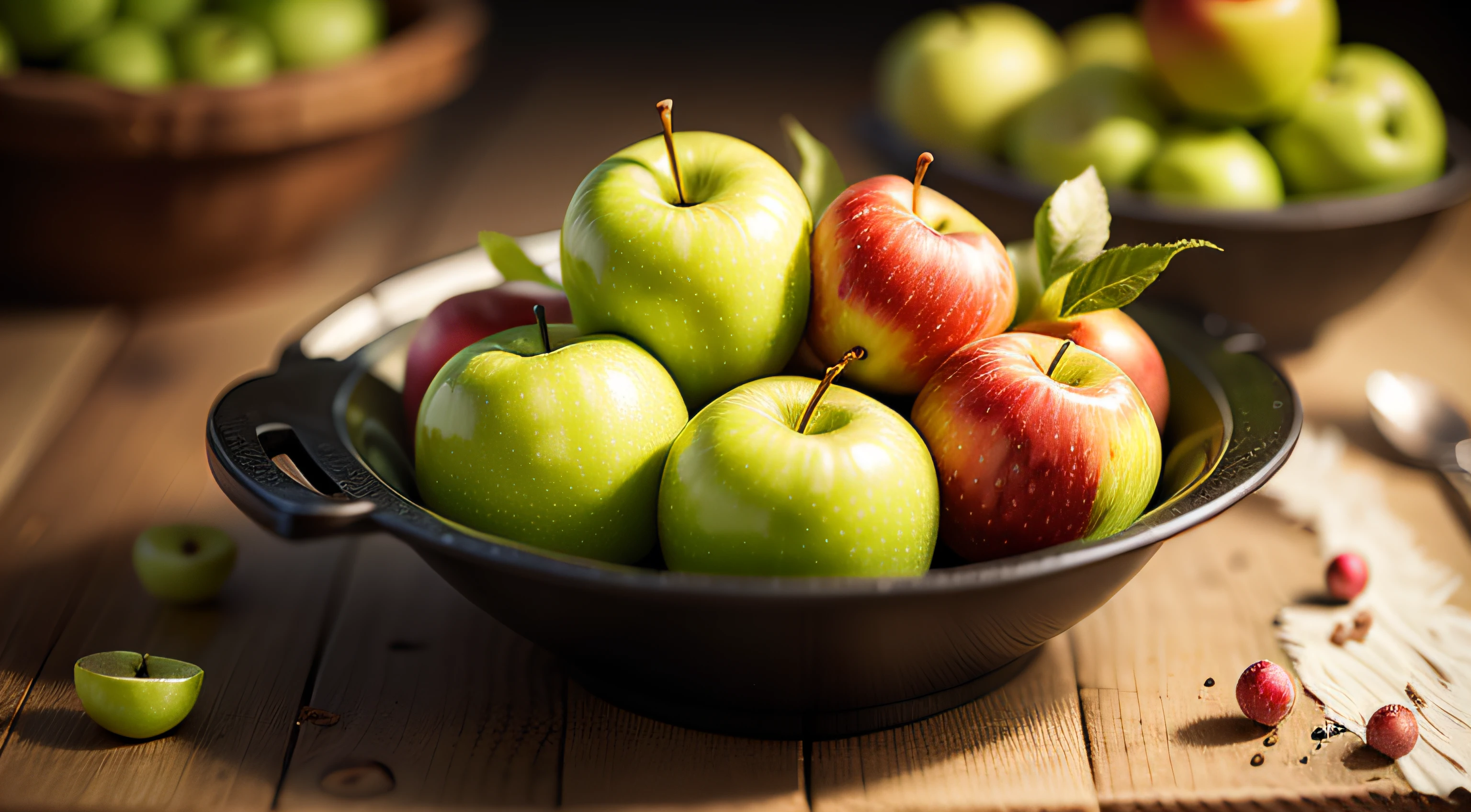 Fresh apples，Verdure，Water