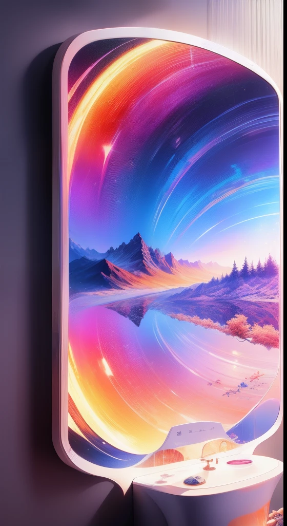 Reflecting a vibrant flat mirror, colorful world, with dynamism.lineworks,Mountain pattern,Moire,loong pattern,As estrelas