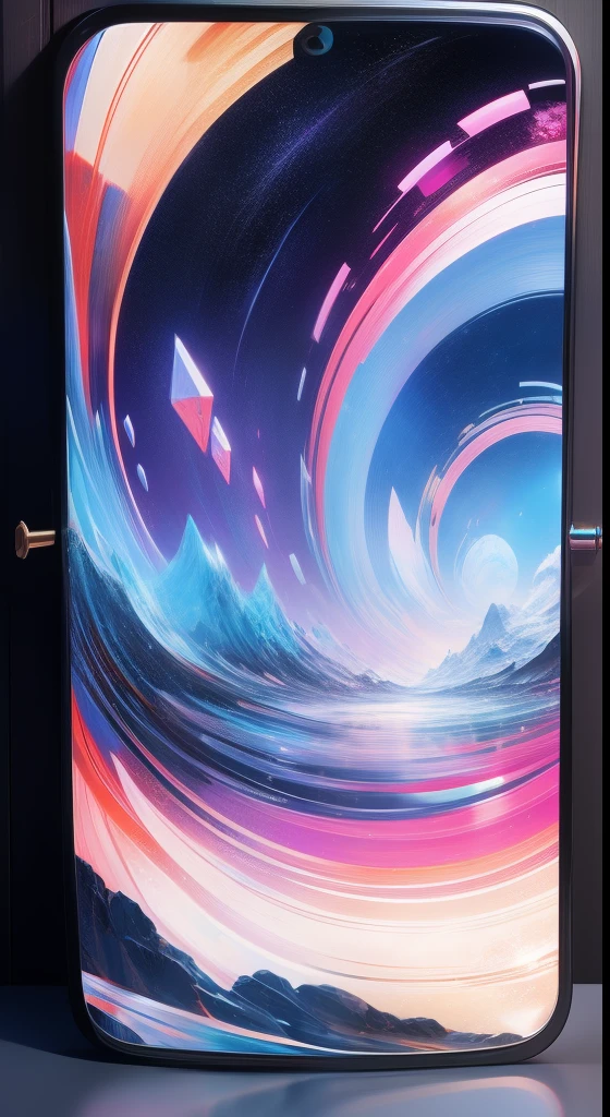 Reflecting a vibrant flat mirror, colorful world, with dynamism.lineworks，Mountain pattern，Moire，loong pattern，As estrelas