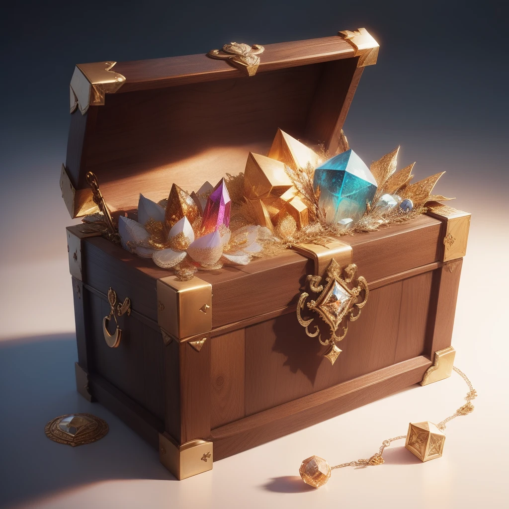 Treasure chests,Magic chests,Diamond setting,Crystal gem setting,Complex design,Complex textures,(((complicated decoration)))