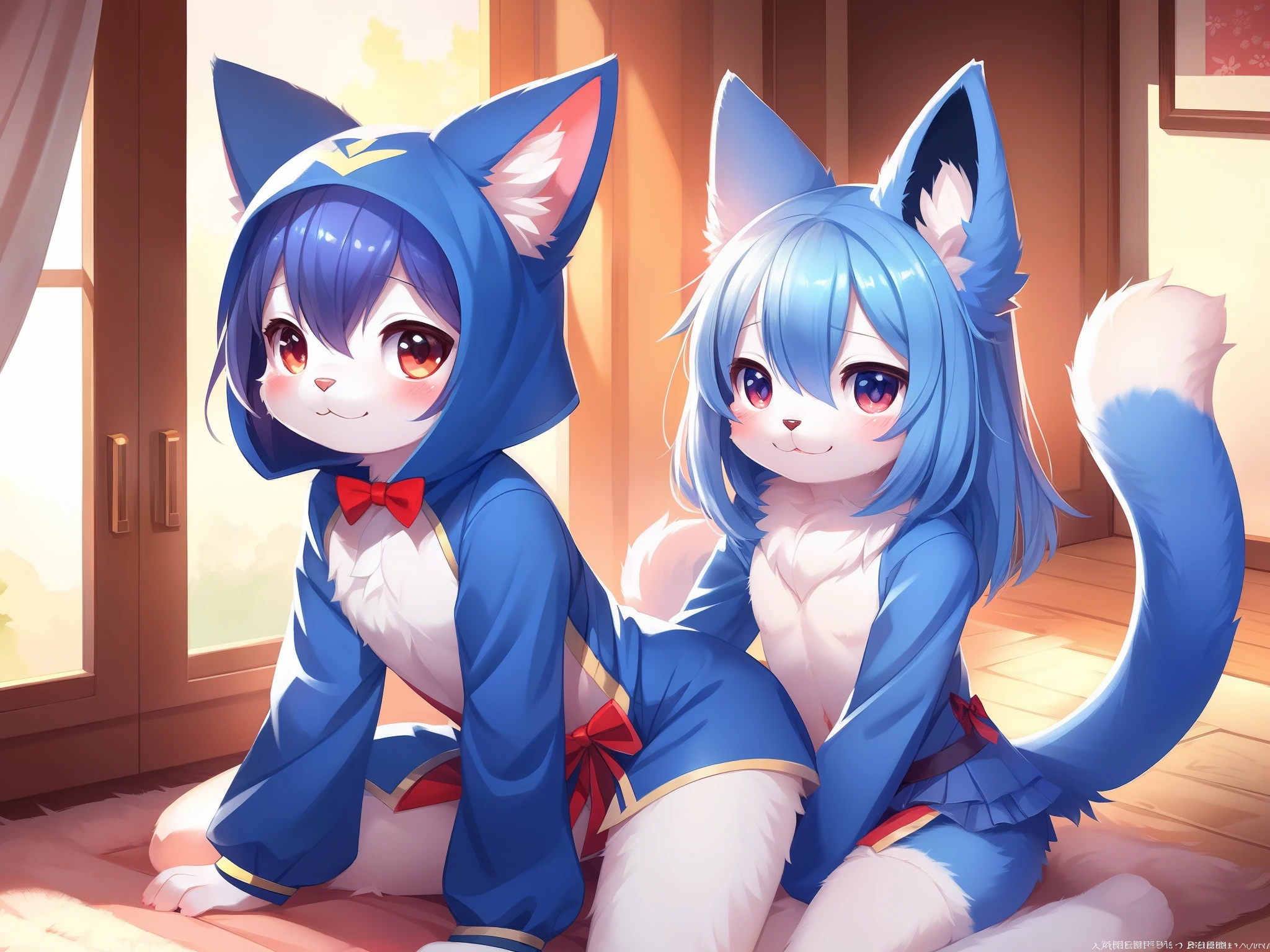 anthro furry cat, flat chested, femboy, puts on a animal costume, fursuit, (fur:1.4), soft fur, warm, cute, soft, adorable digital painting, cute detailed digital art, wlop and sakimichan, trending on artstation pixiv, digital art on pixiv, guweiz on pixiv artstation, made with anime painter studio