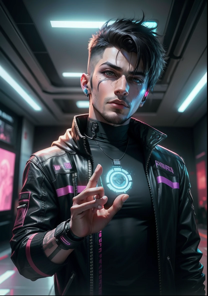 Change background cyberpunk handsome boy, realistic face 8k regulation