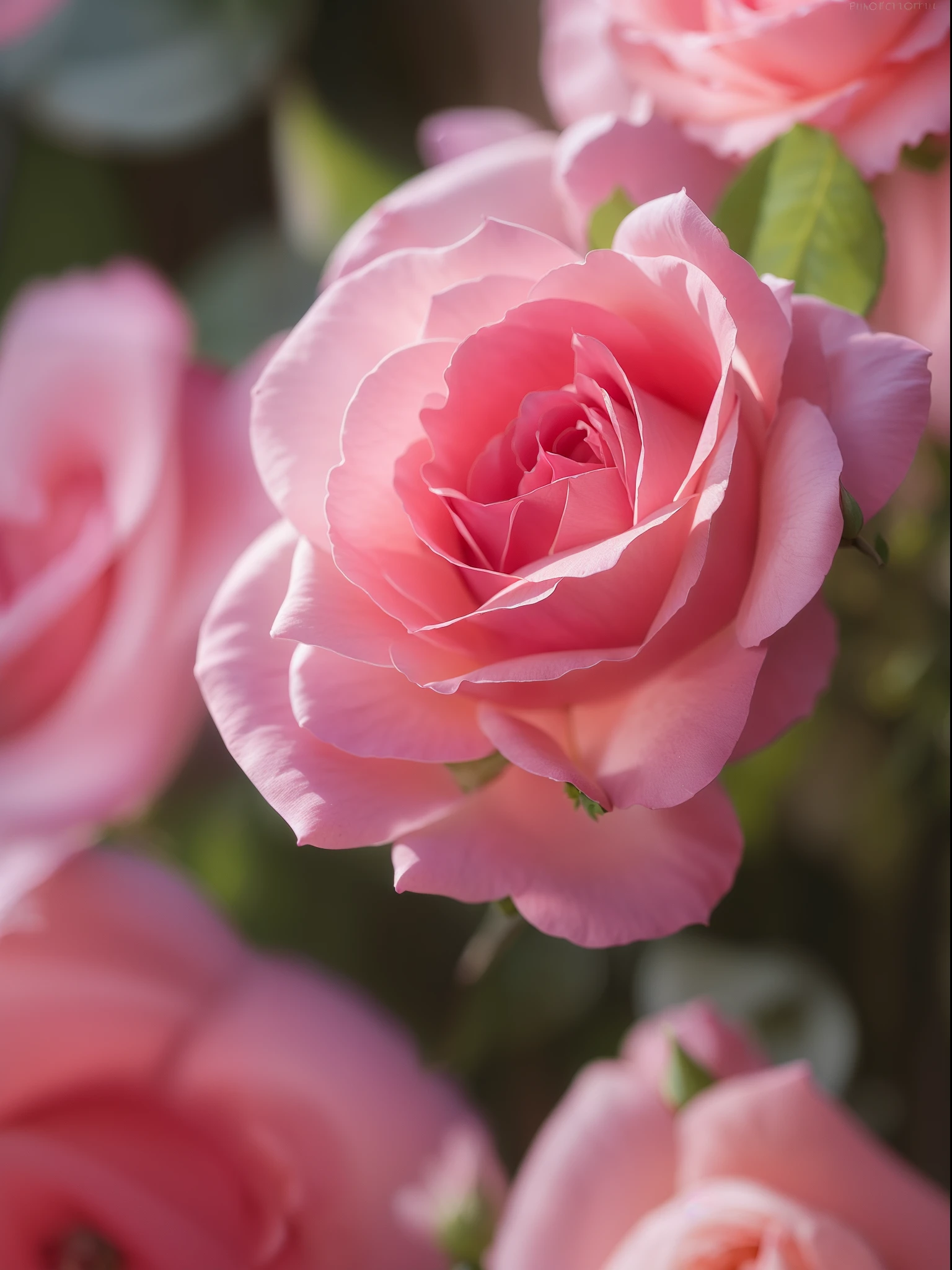 Pink roses grow on garden bushes, Pink Rose, roses in cinematic light, pink rosa, Rose Twinings, photo of a rose, Anna Nikonova, with soft pink colors, photo taken with canon 5d, soft light 4 k in pink, taken with a pentax k1000, Incredibly beautiful, Melanchonic Rose Soft Light