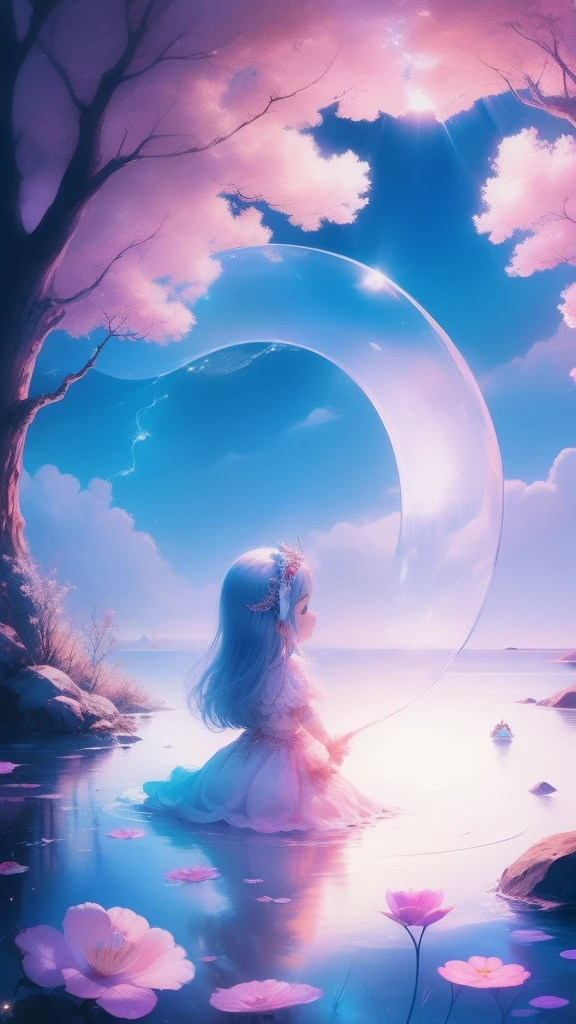 Once upon a moonlit night, in a land of dreams, there lived a  named Lily. Every night, as she closed her eyes, her imagination soared. In her dreams, she could fly among fluffy clouds and swim with mermaids in sparkling seas,Bright colors