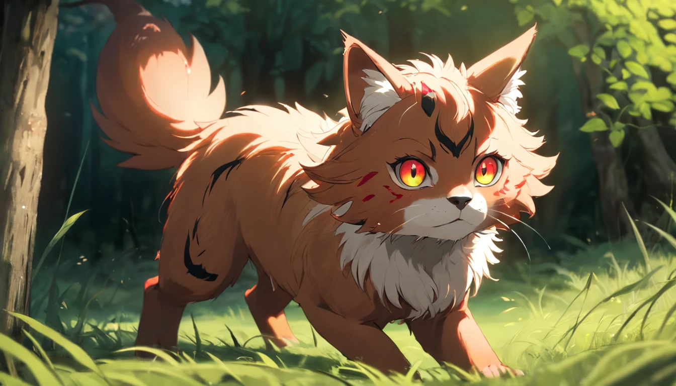 solo (quadruped feral:1.4), ((Sprigatito with green body and red eyes, check tuft)), (detailed Sprigatito), ((detailed fluffy fur)), (full-length portrait, looking at viewer), (grass), BREAK, (detailed background, depth of field, half body shadow, sunlight, ambient light on the body), (masterpiece, best quality, ultra realistic, 4k, 2k, (intricate:0.9), (high detail:1.4), film photography, (soft focus:1.2), RAW photo, photorealistic, analog style, subsurface scattering, photorealism, absurd res),girl