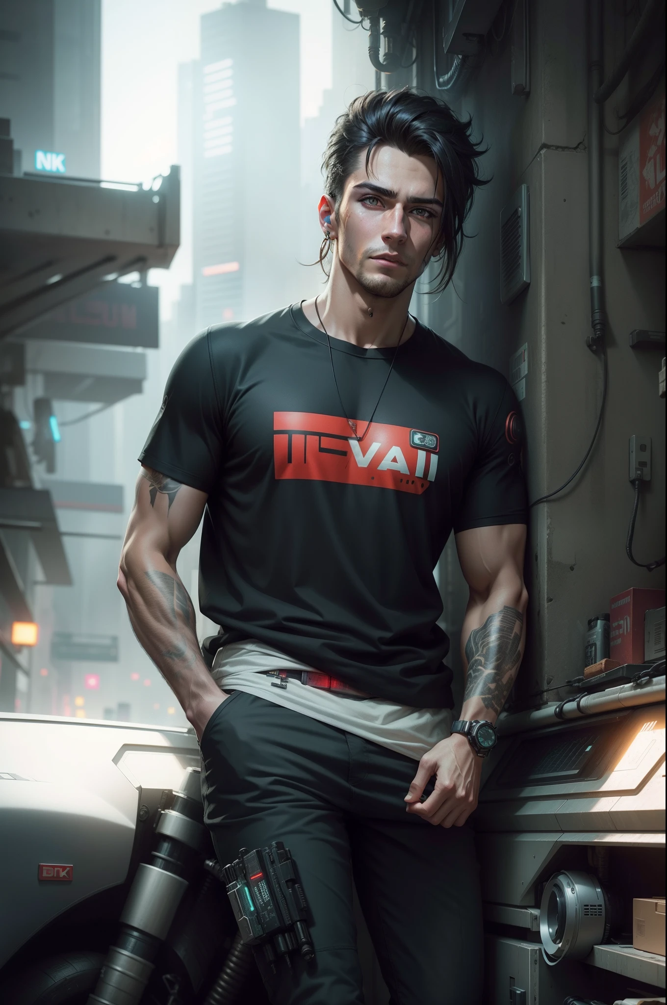 Change background with cyberpunk real face handsome boy ultra realistic 8k