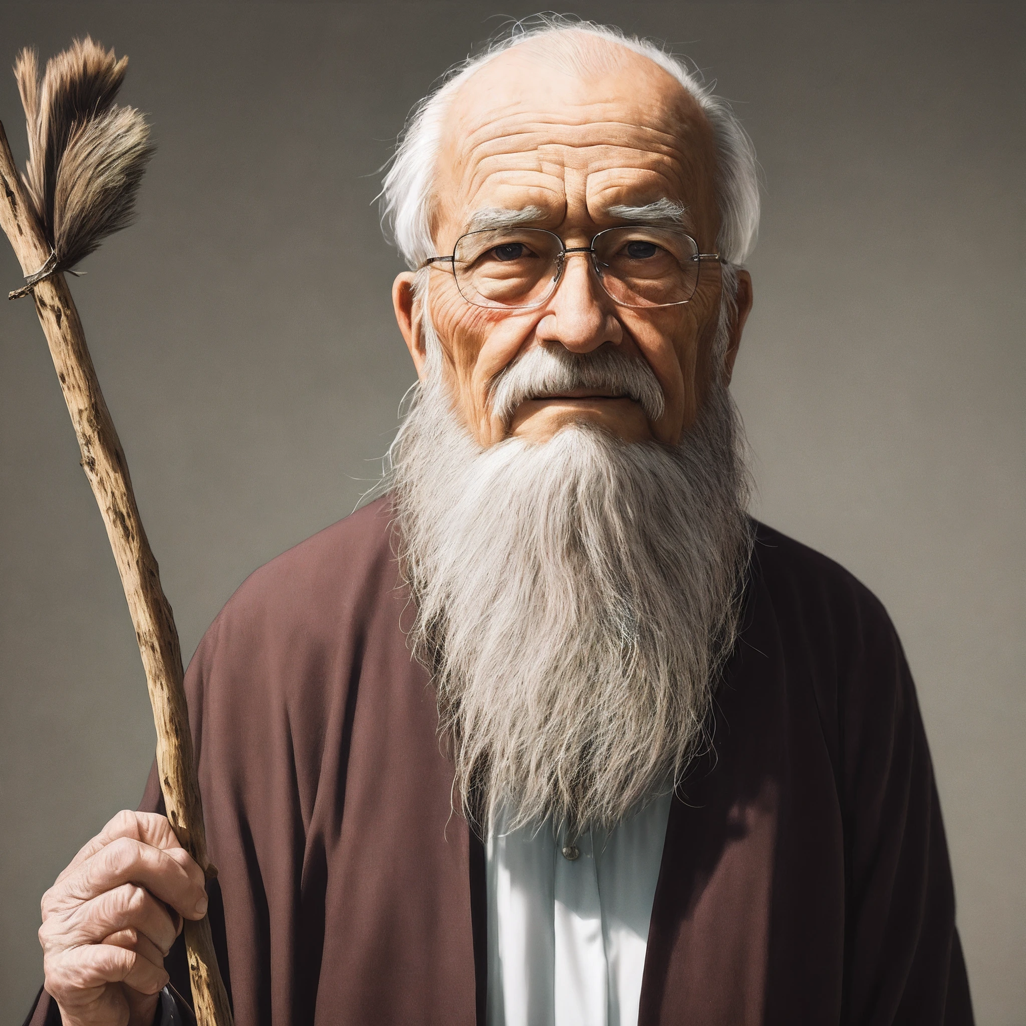 with a long beard,An Arafeld man wearing a hat with a stick, An old man, old man portrait, sharp looking portrait, peaceful expression, Wise old man, stunning portrait, Beautiful portrait, portrait photo of an old man, old man, a old man, Serene expression, portrait of monk, of an old man, Portrait of an old man, Perfectly centered portrait