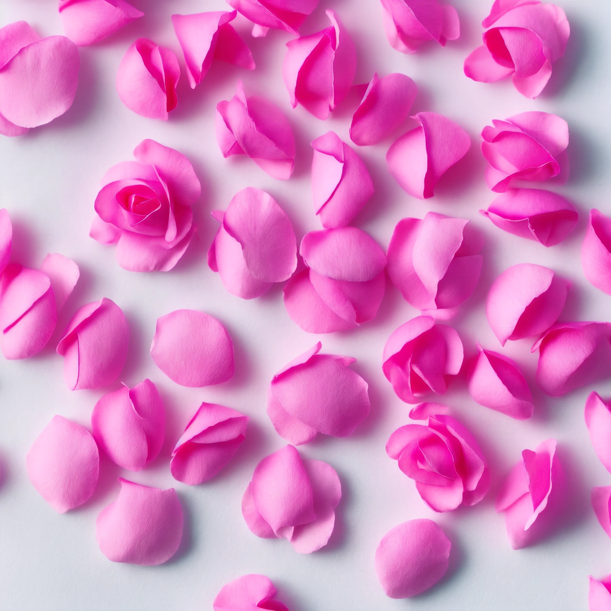 True pink Rose small petals spread randomly on
super white material background, realistic , 8k bright image, super resolution