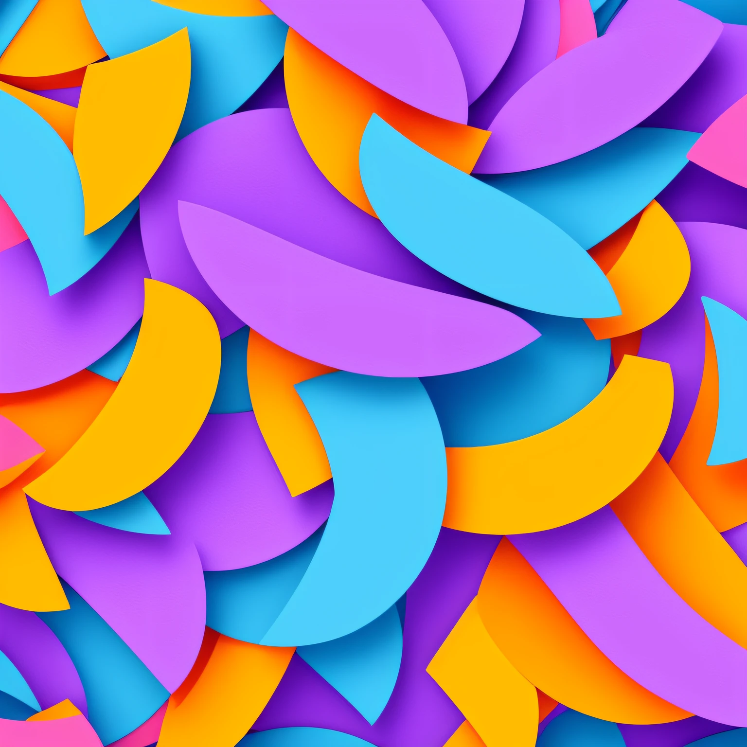 Make a "Flat In 3D" style background with this image. Reveal the perfection of the image. Cores laranja, amarelo, blue and lilac.