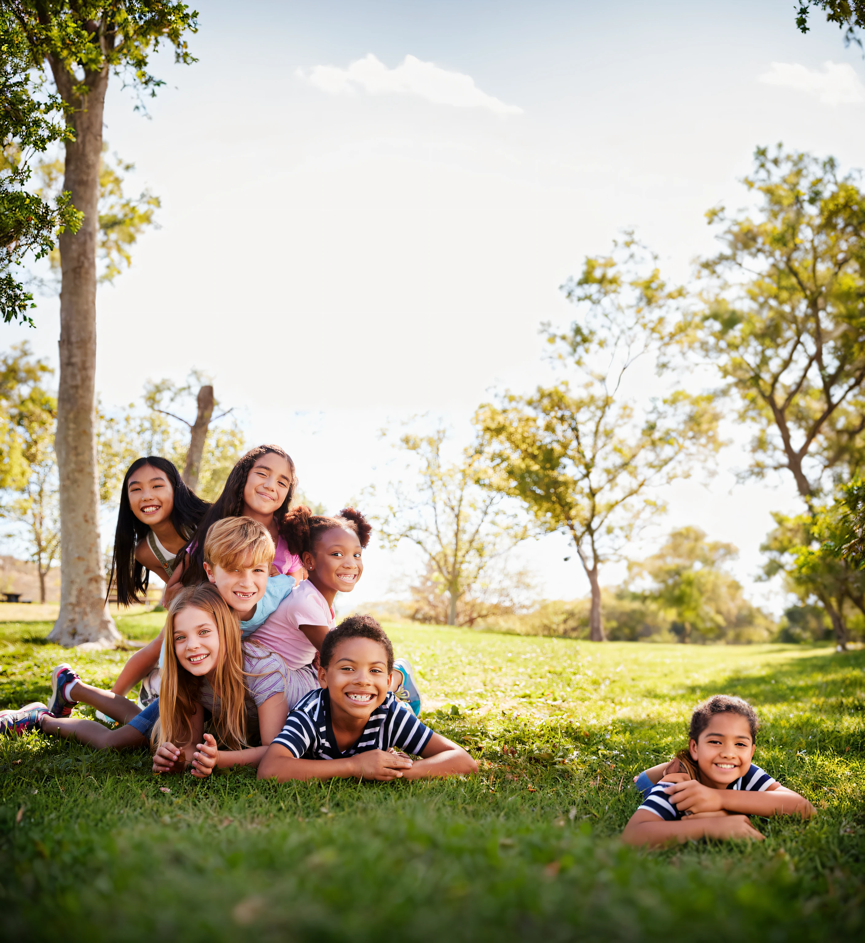 Several -year-childon the grass,Happy atmosphere,sunny weather,Super fine image quality,Vision