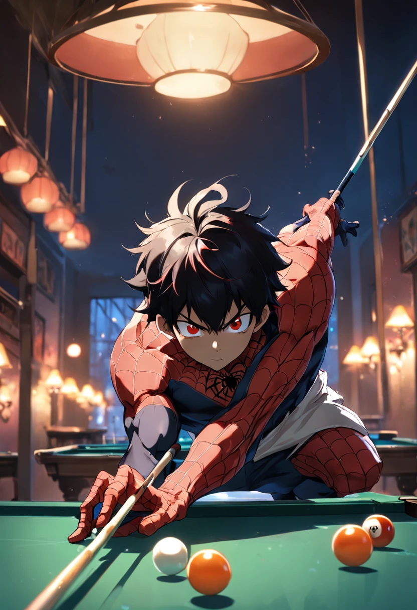 homen aranha Playing Billiards