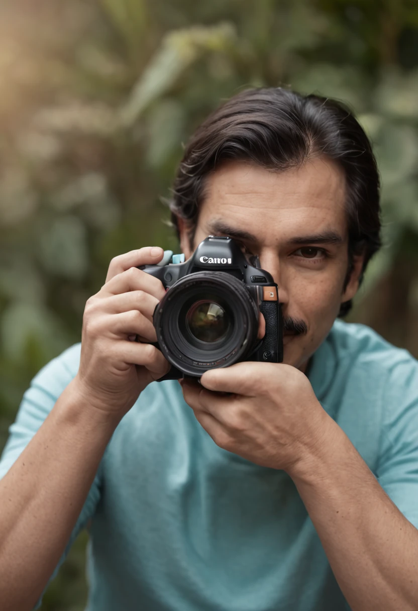 phtograph, Rony Jeremy, with camera, estilo dos desenhos animados, teal and orange