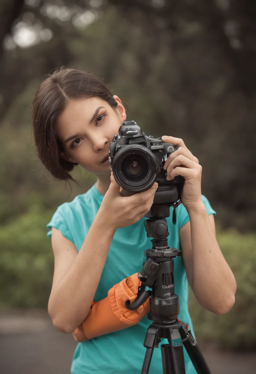 phtograph, Rony Jeremy, with camera, estilo dos desenhos animados, teal and orange