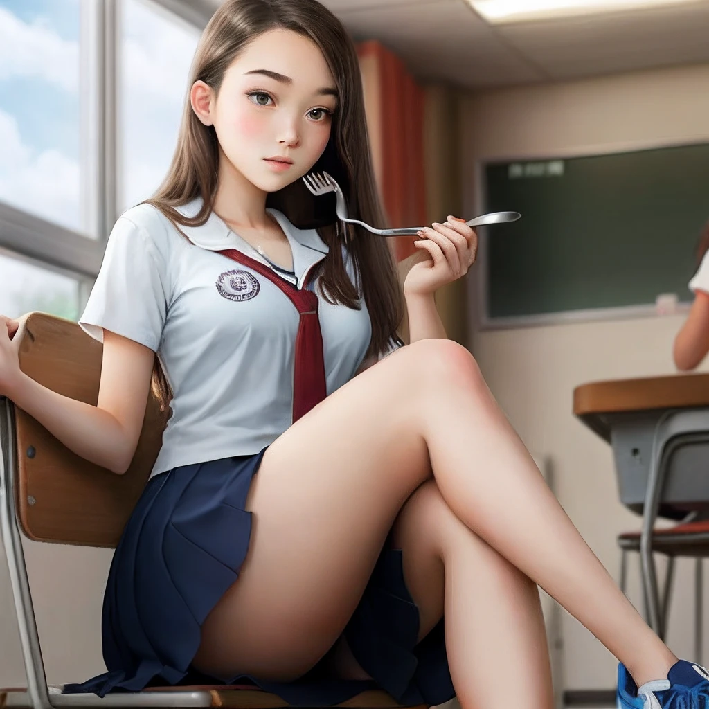 Big high school girl，Fork legs