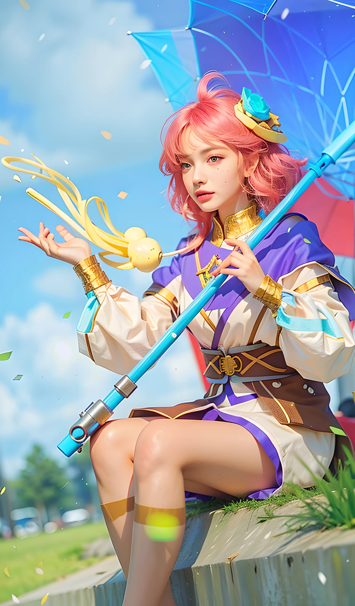 (photorealistic:1.4), best quality, masterpiece, ultra high res, 1girl, (detailed face:1.2), (detailed eyes:1.2), (detailed hair:1.2), (detailed clothes:1.2), 4k, (detailed color:1.2), (hold a umbrella:1.2),