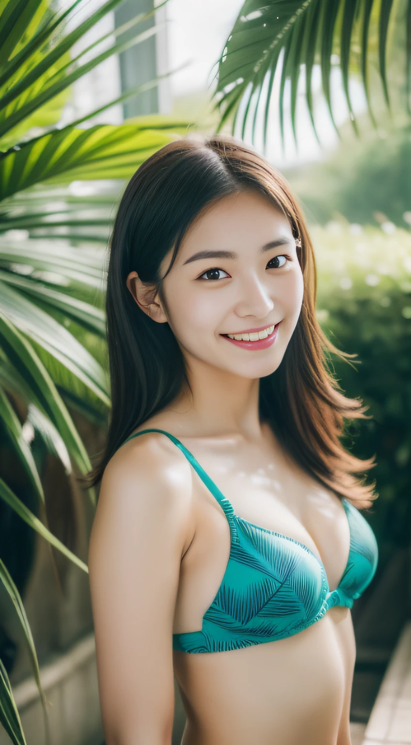 ((Best Masterpiece)), ((High Quality)), ((Real)), ((8k))  ((two girls)) bikini, beautiful sea, sunset, Japan persons, 30 years old, 2 beauty, slender, sony slr photography, 1 long hair, 1 bob hair, looking at camera, cute, swimwear, smile, nature, real, posing, super high quality, photography, good friend, big beauty, small beauty, parasol, string bun, String bra, alone with two, palm trees, moles under eyes, moles around the mouth