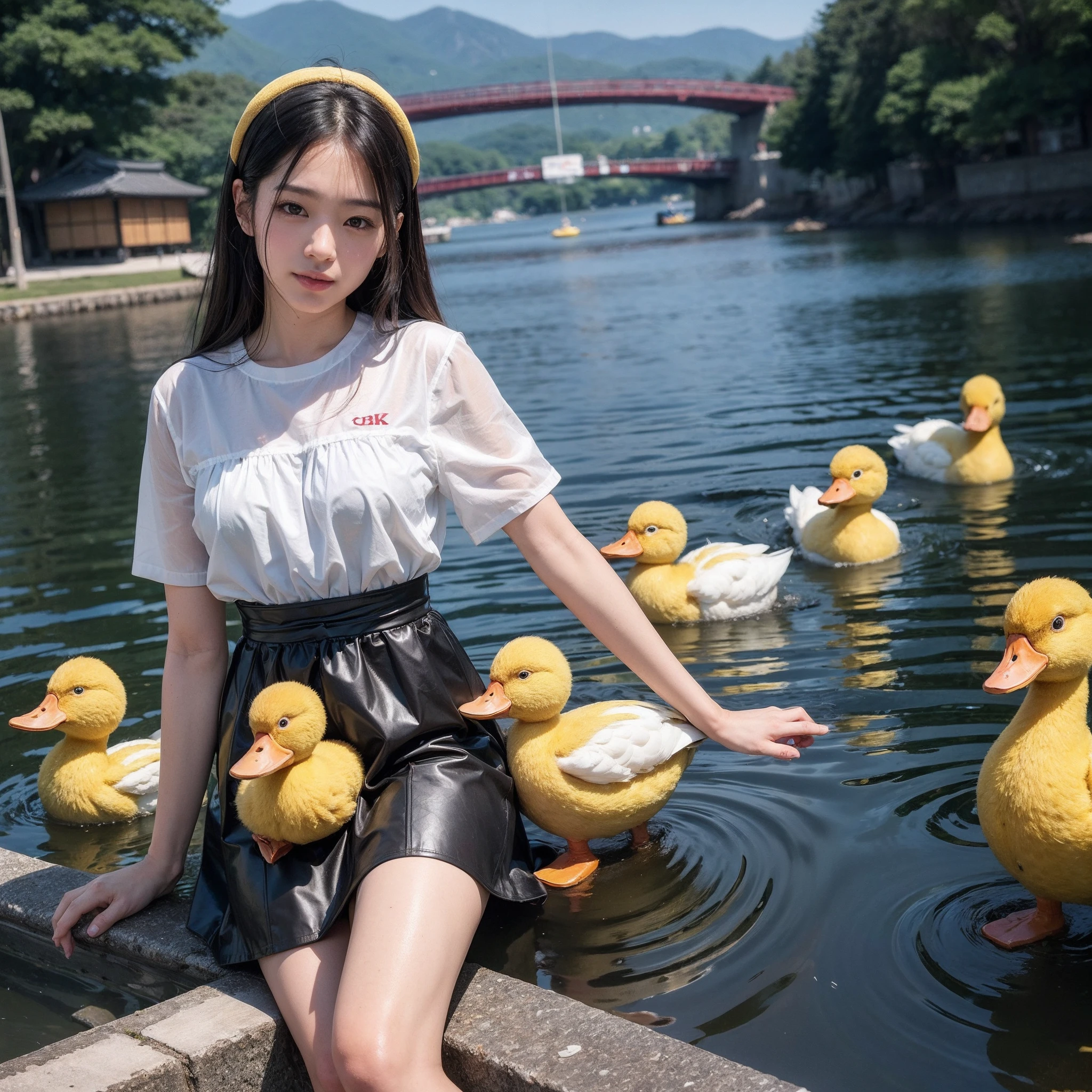 (8K、RAW Photos、top-quality、masterpiece:1.5)、(realisitic、Photorealsitic:1.5)、ultra-detailliert、超A high resolution、lighting like a movie、(((Idols who love ducks)))、(((Japan 16 year old girls)))、(((Wearing a cute costume with a duck motif)))、(a lot of yellow ducks:1.5)、cute smile face、Happy and energetic atmosphere、dynamic ungle、动态照明