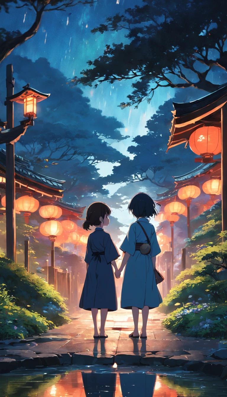 masterpiece, best quality, movie still, large 1woman, 1boy, love, looking at another, japanese style, Garden