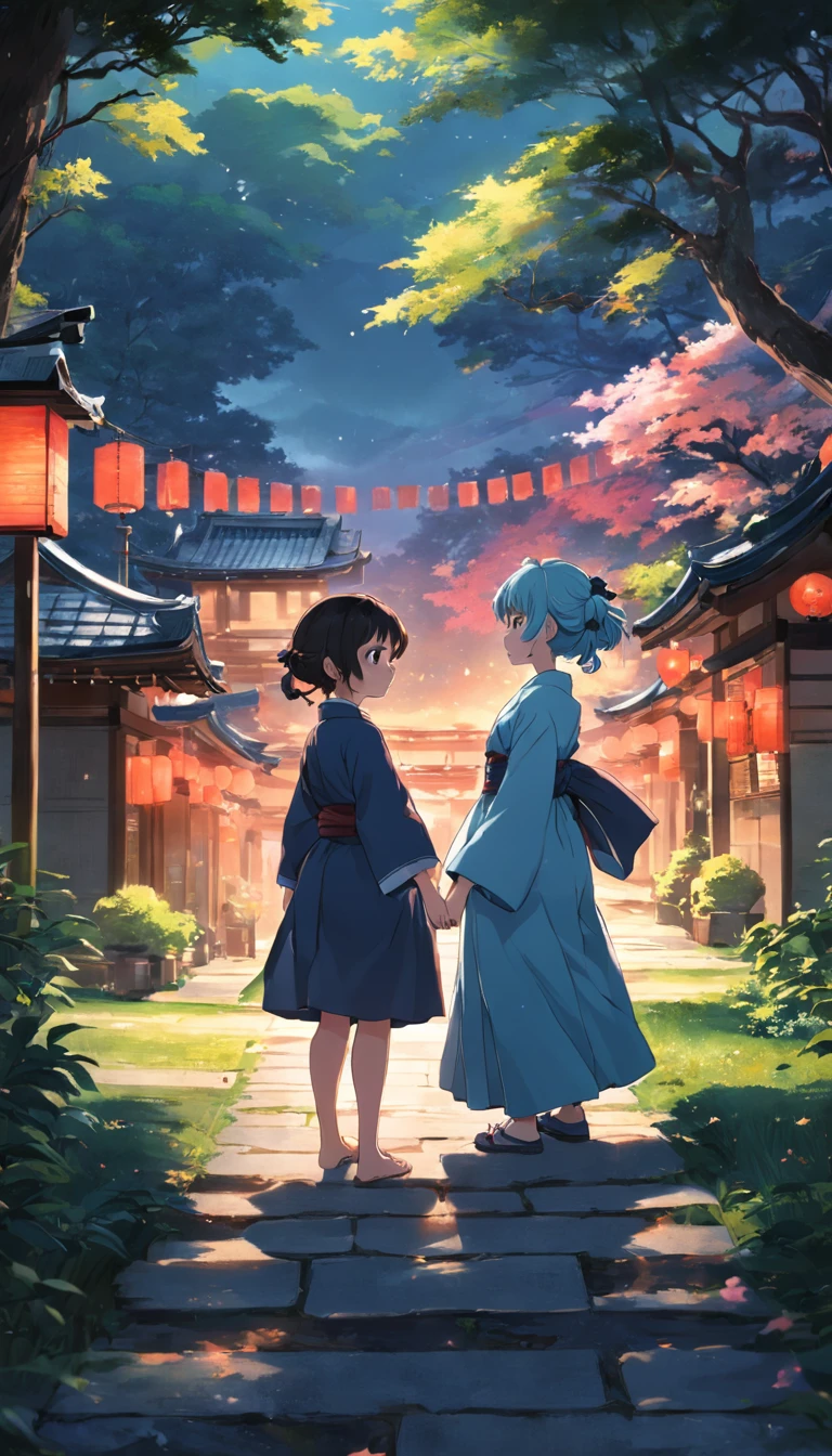 masterpiece, best quality, movie still, large 1woman, 1boy, love, looking at another, japanese style, Garden