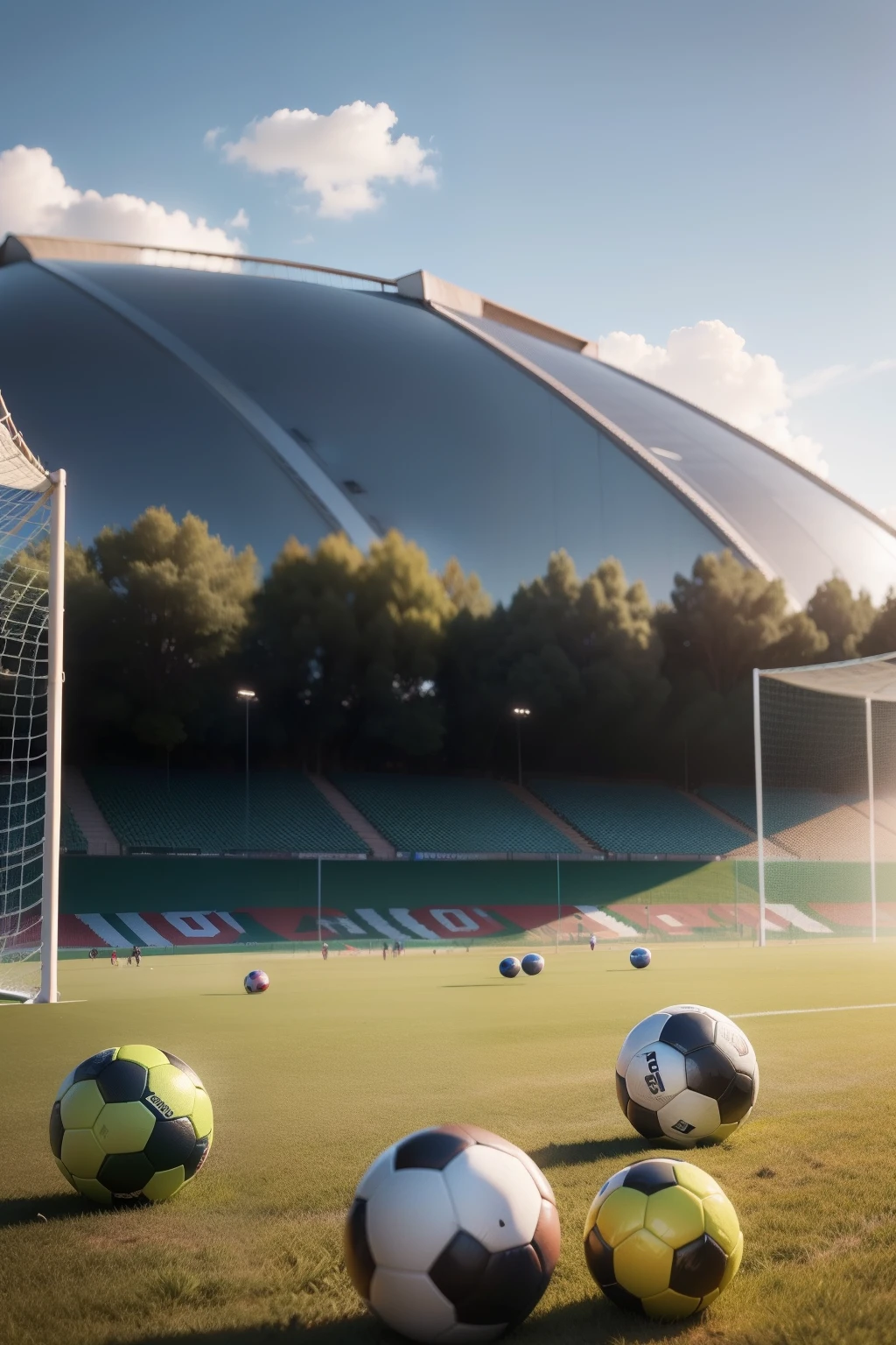 CAMPO DE FUTIBOL COM BOLAS GRAMA 8K