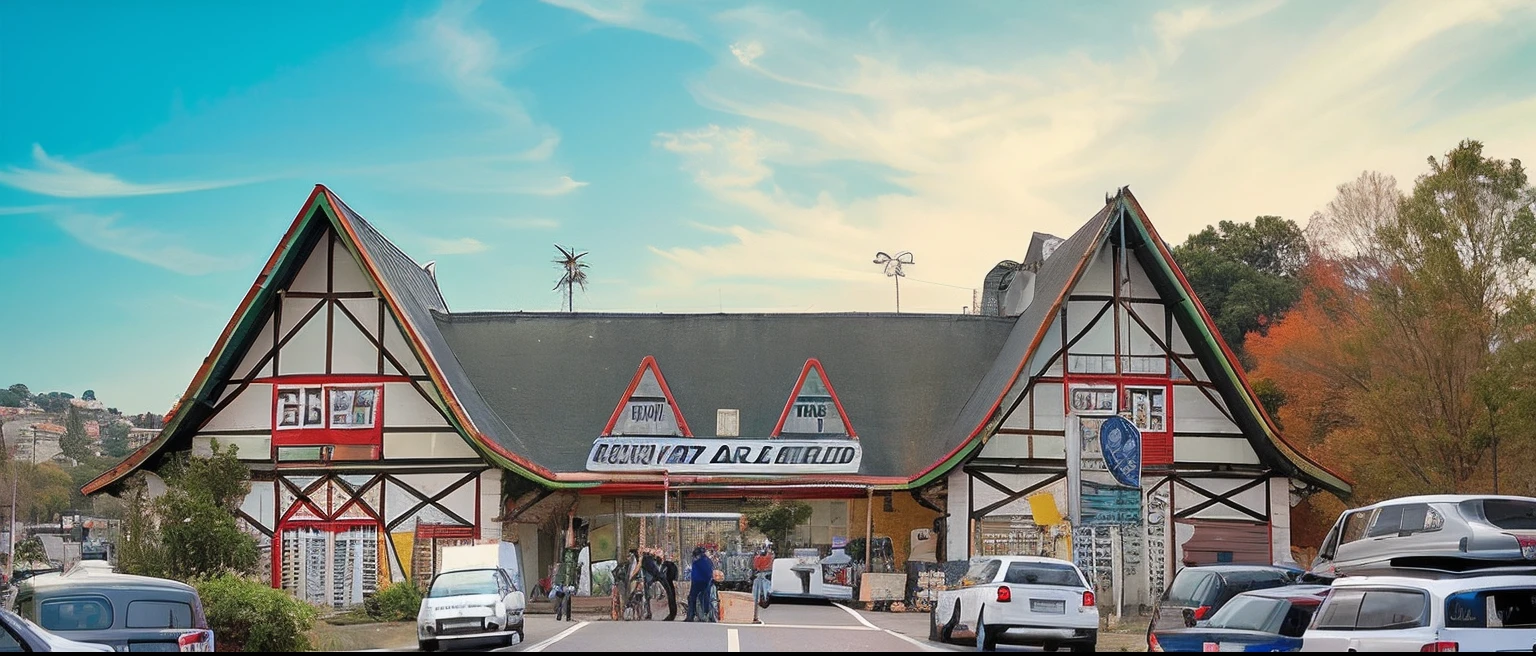 retire os carros estacionados e as pessoas da imagem e de um aspecto retro