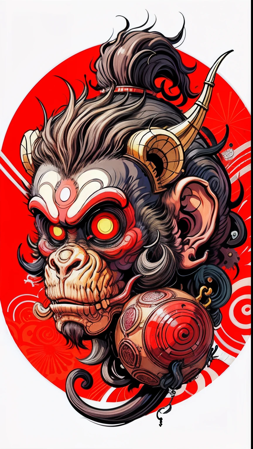 A monkey's head, ilustrador, master part, alta qualidade, 8k, high resolution, alto detalhamento, japanesepopartstyle