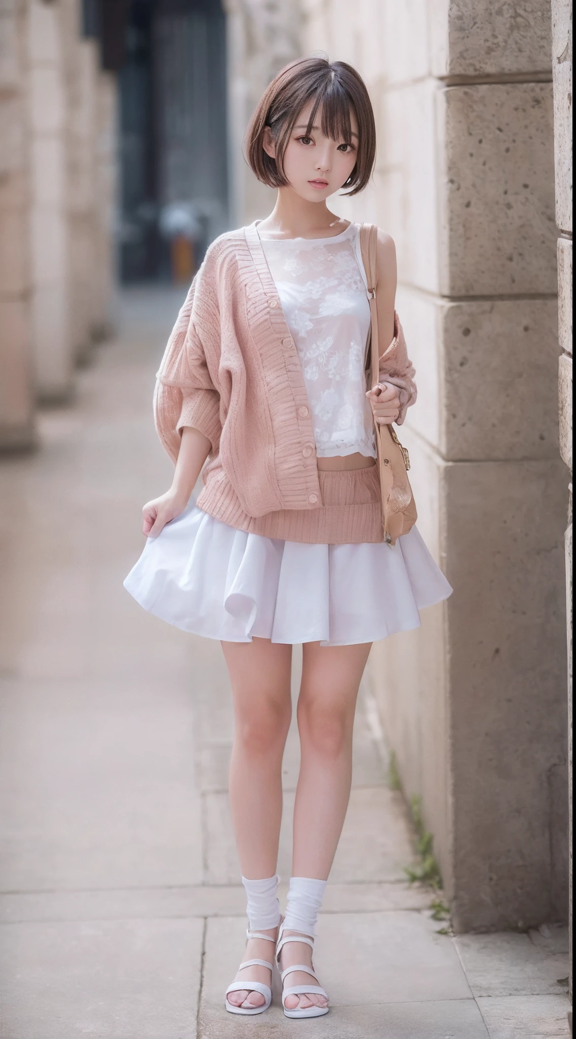 (Super masterpiece、Ultra-realistic、An ultra-high picture quality、超A high resolution、Raw photography、ultra hi definition photo、Super Sharp Focus)、((mistic、Very cute miniskirt))、(Parthenon)、a japanese beauty woman、18year old、(Super beautiful idol face、二重まぶた、short-hair、beautidful eyes、Super perfect proportions、Beautiful skin、Beautiful chest、Toned waist、thin arm、Thin leg)