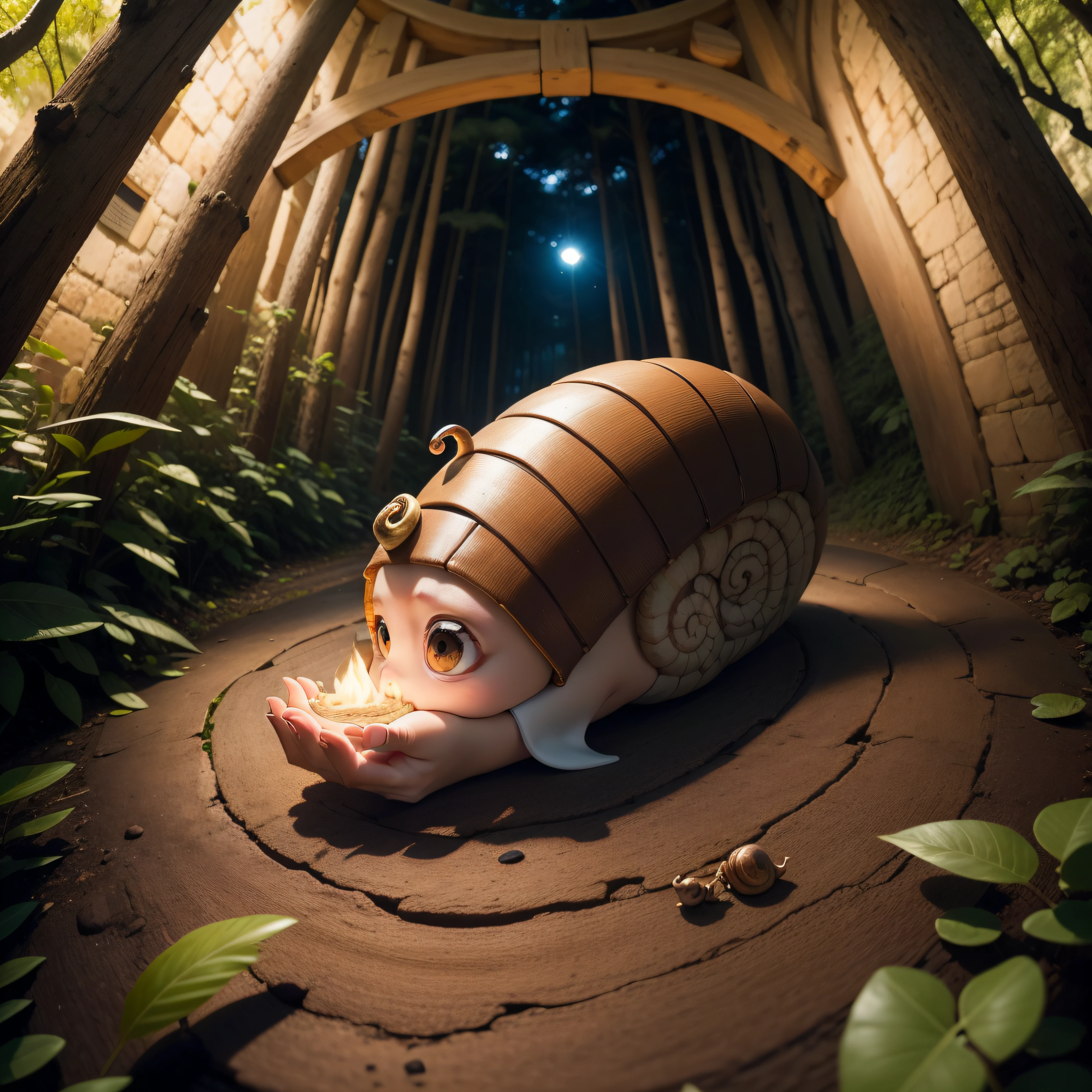 [boy looking] small sad armadillo, big forest, burrows on dirt floor, stars, high resolution, 4k, fantasy drawing, pencil strokes, black and white