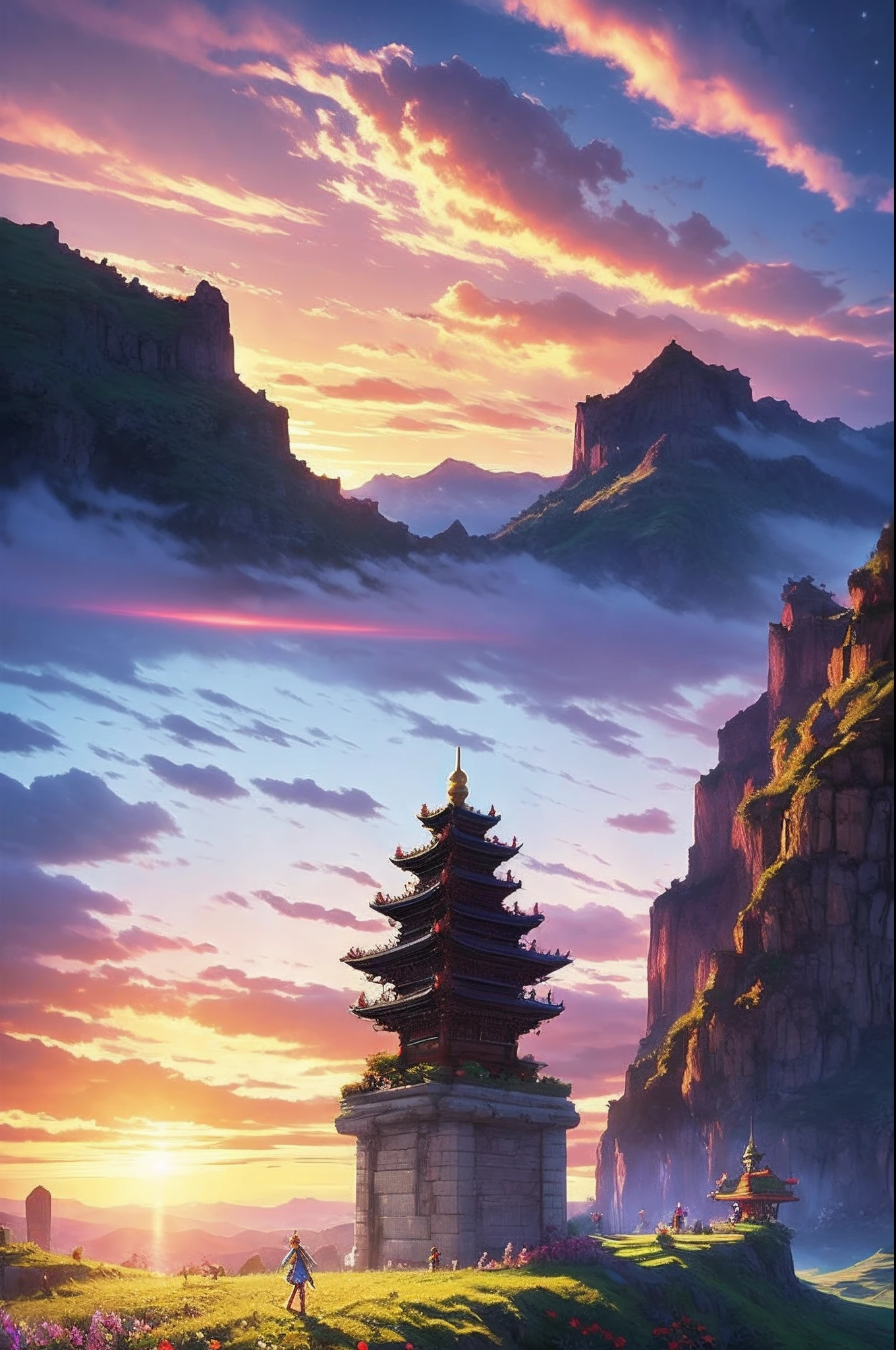 pixel game《dragon quest》,Game character design,(cavalier:1.4),Thick clouds,surrounded by cloud,16-bit pixel art