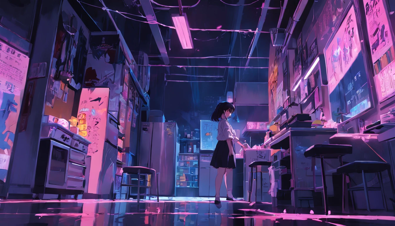 The big city pulses at night, neon lights painting the darkness. Within a simple apartment, a young woman meticulously cleans sharp blades. Her delicate fingers glide along the edges, testing their sharpness. A double life is secretly led.