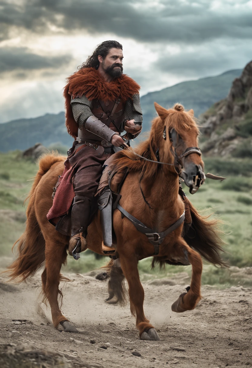 guerreiro medieval, D&D, cabelos compridos, barba, Fury face
