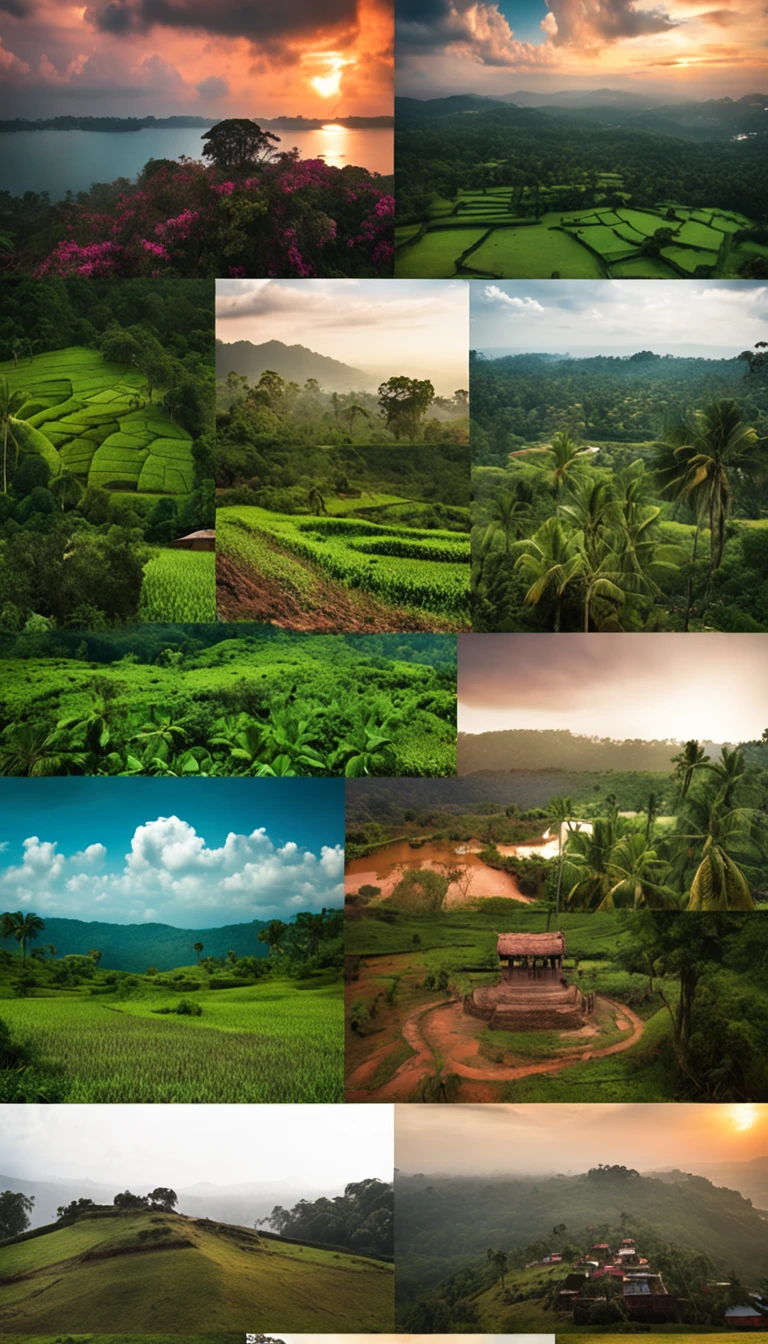 A montage of picturesque Sri Lankan landscapes, historical sites, and images of poets