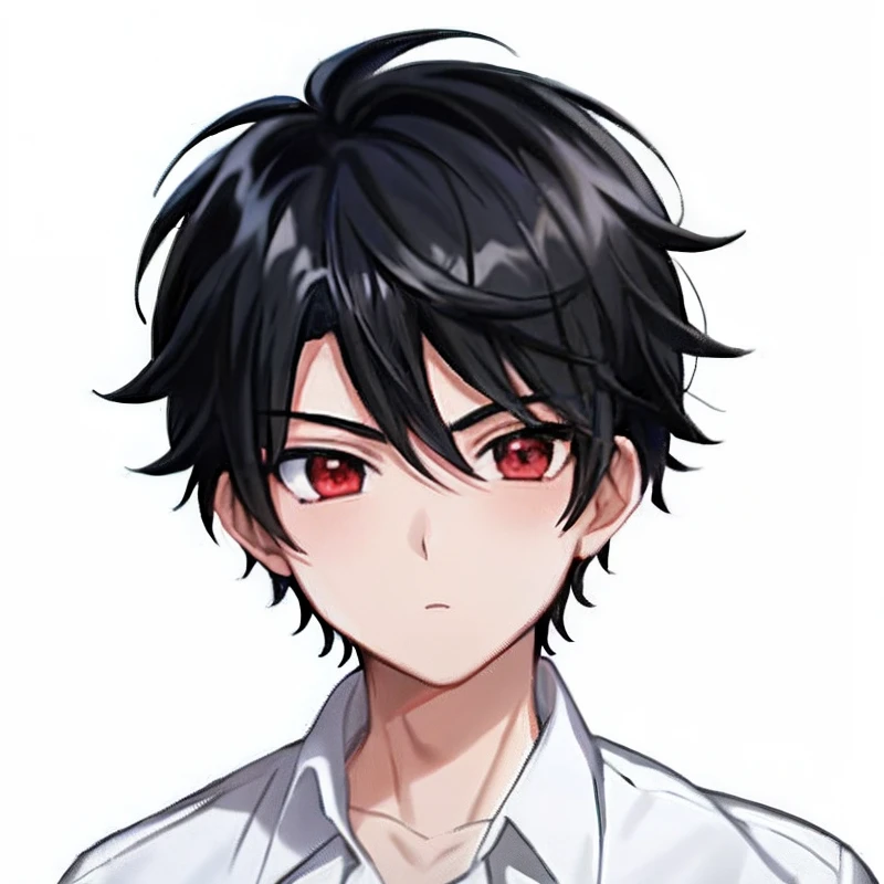 A painting of a boy with black hair and a white shirt, boy has short black hair, inspired by Okumura Togyu, author:Okumura Toju, inspirado em Okumura Masanobu, cute anime face, Anime boy, resin, kentaro miura manga art style, pouty, pin on anime, in an anime style