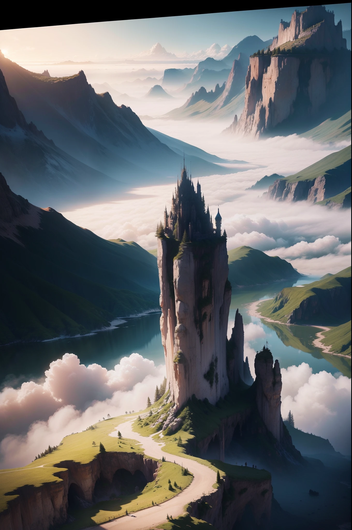 cidade na montanha, 4k arte digital altamente detalhada, 4k hd wallpaper muito detalhado, paisagem de fantasia impressionante, fantasia desktop wallpaper, unreal engine papel de parede 4k, 4k arte digital detalhada, papel de parede de fantasia, epic landscape of dreamlike fantasy, 4k hd matte pintura digital, 8k arte impressionante