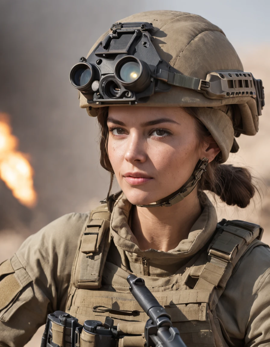 In an electrifying half-body portrayal, we encounter a fierce 20-year-old woman donning the iconic wardrobe from Call of Duty: Modern Warfare. Captured with the Sony A7RIV, the realistic image showcases her intensity and determination in the soft glow of natural light. Clad in the battle-ready attire, she exudes a sense of strength and readiness for any challenge. This portrayal pays homage to the immersive world of gaming, celebrating the empowering role it plays in our lives. It reminds us of the indomitable spirit that games like Modern Warfare ignite within us, inspiring us to conquer obstacles and embrace our inner warriors.