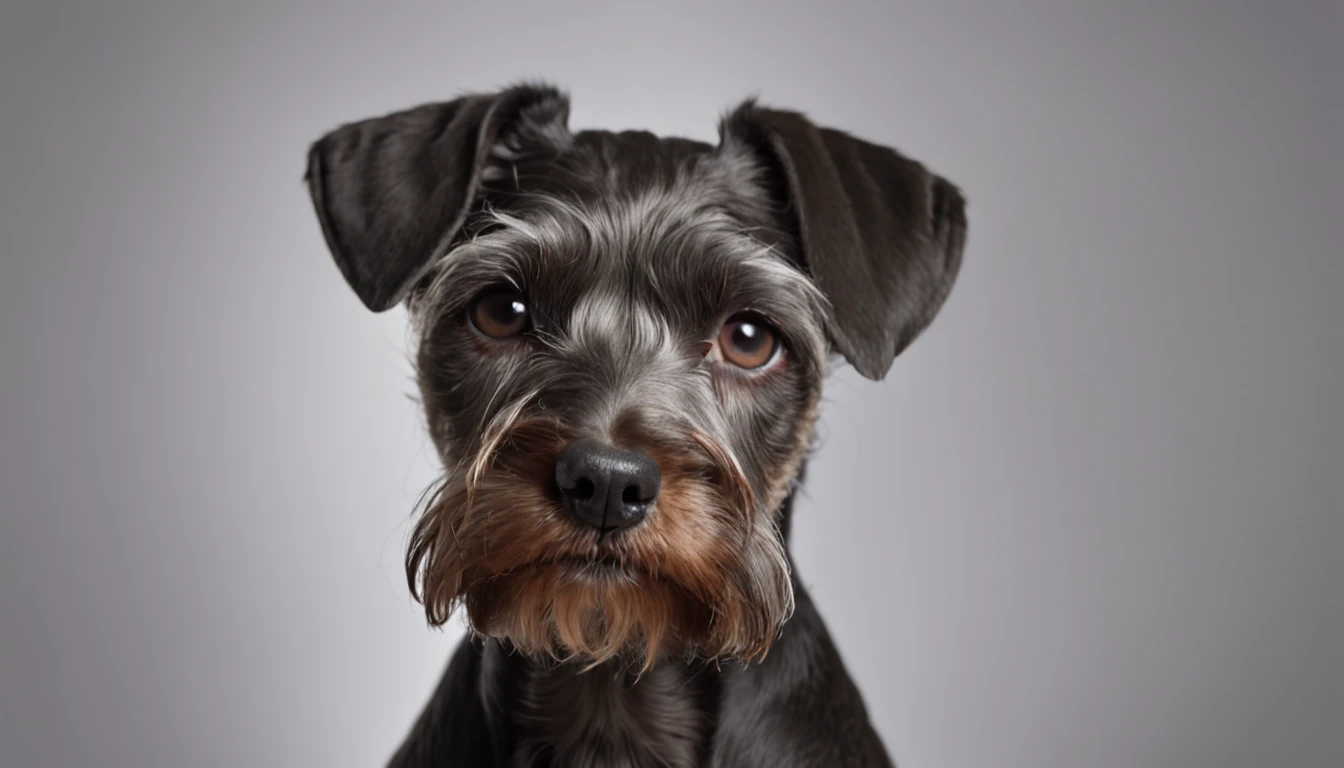 Cesky Terrier, single-bodied, profile, side, Black