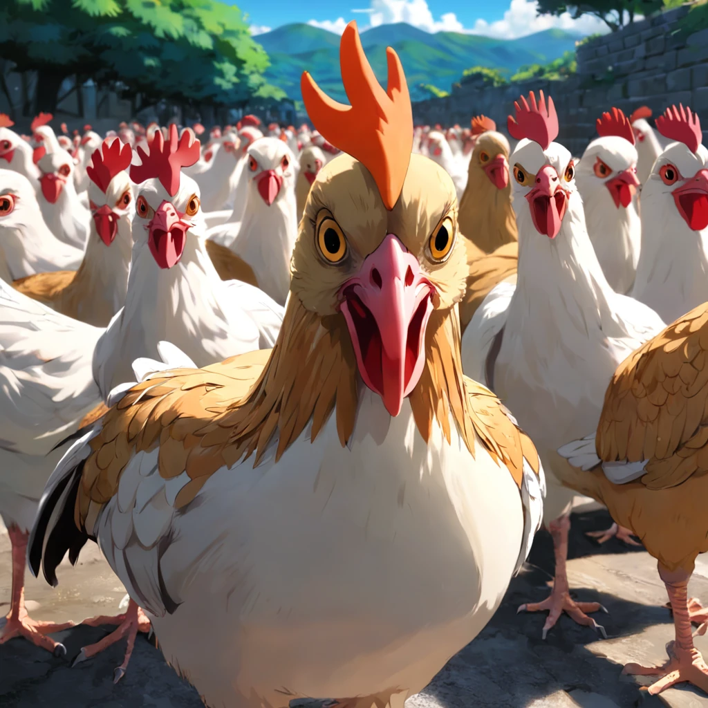 Uma galo,Frango exagerado com olhos grandes,Crazy zoo style, Animais de galinha, frango, Galinhas fofas,Galinha bem-humorada