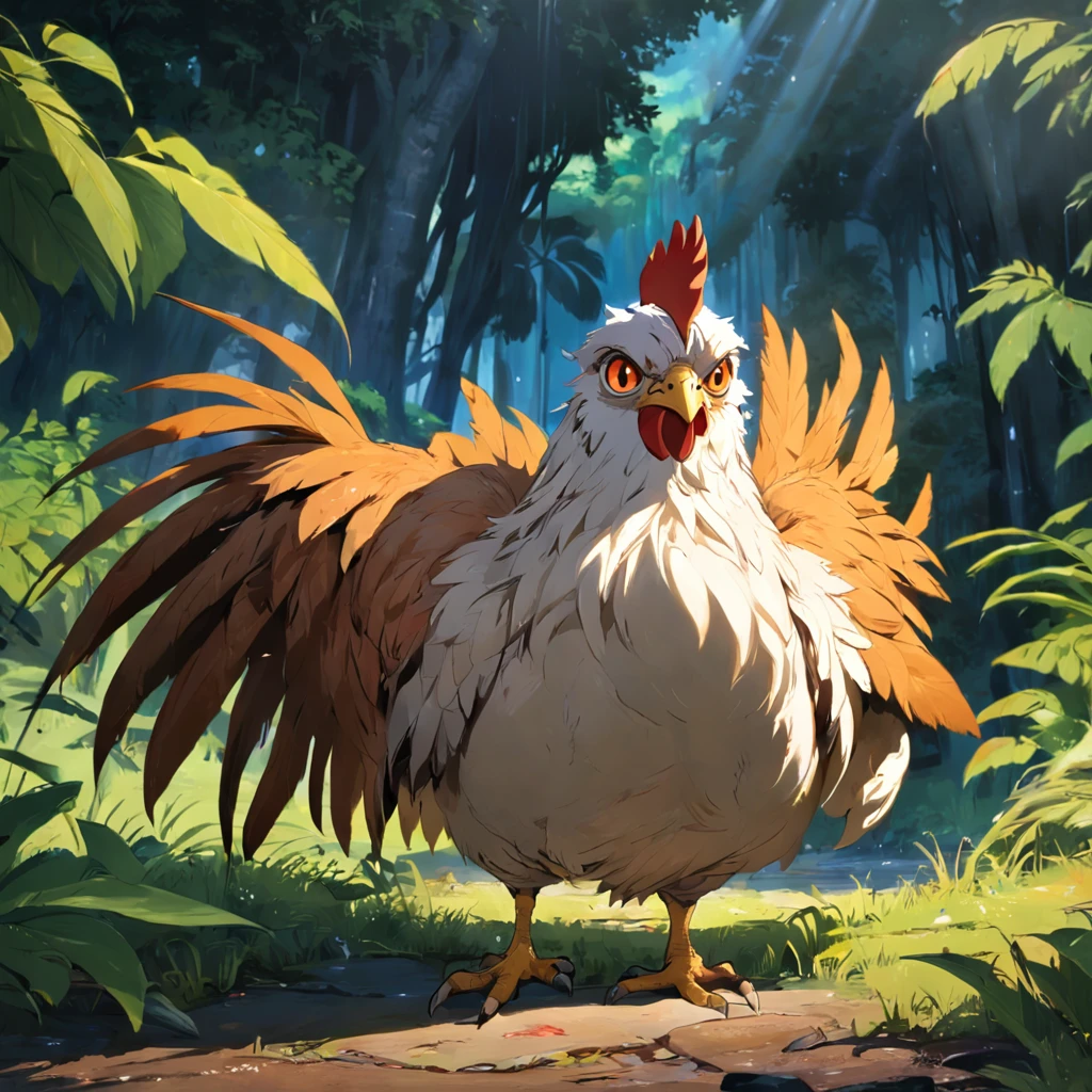 Uma galo,Frango exagerado com olhos grandes,Crazy zoo style, Animais de galinha, frango, Galinhas fofas,Galinha bem-humorada