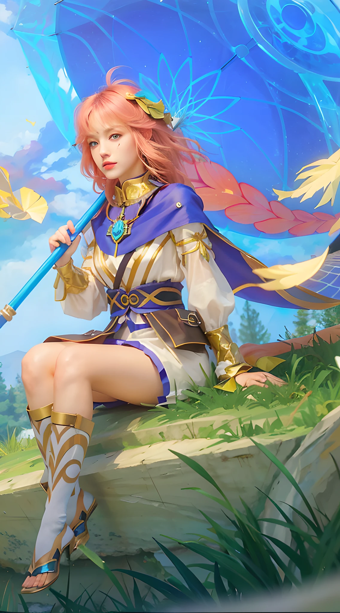 (photorealistic:1.4), best quality, masterpiece, ultra high res, 1girl, (detailed face:1.2), (detailed eyes:1.2), (detailed hair:1.2), (detailed clothes:1.2), 4k, (detailed color:1.2), (hold a umbrella:1.2),
