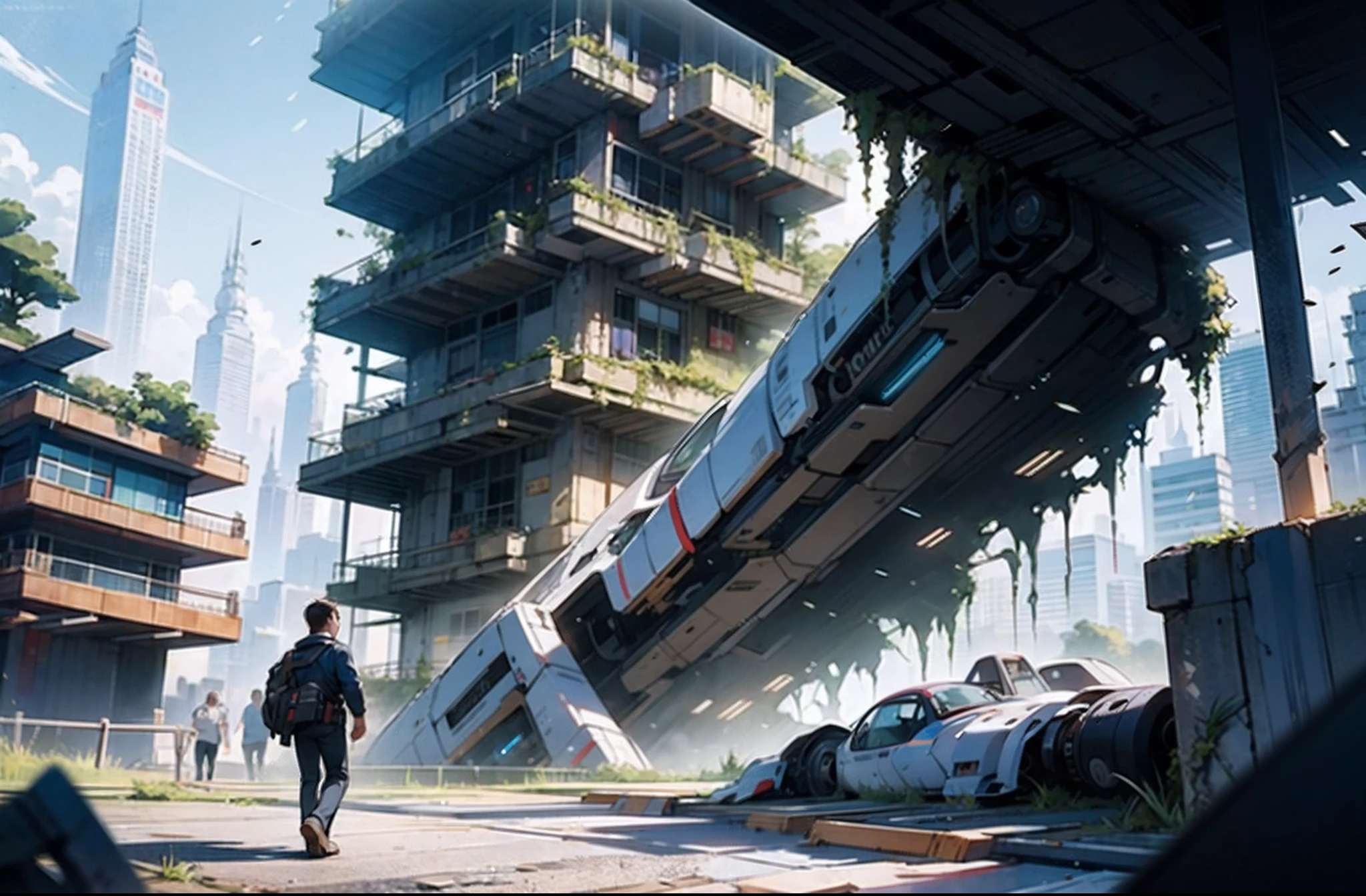 In the collapsed city,A dashing ager emerged from the ground