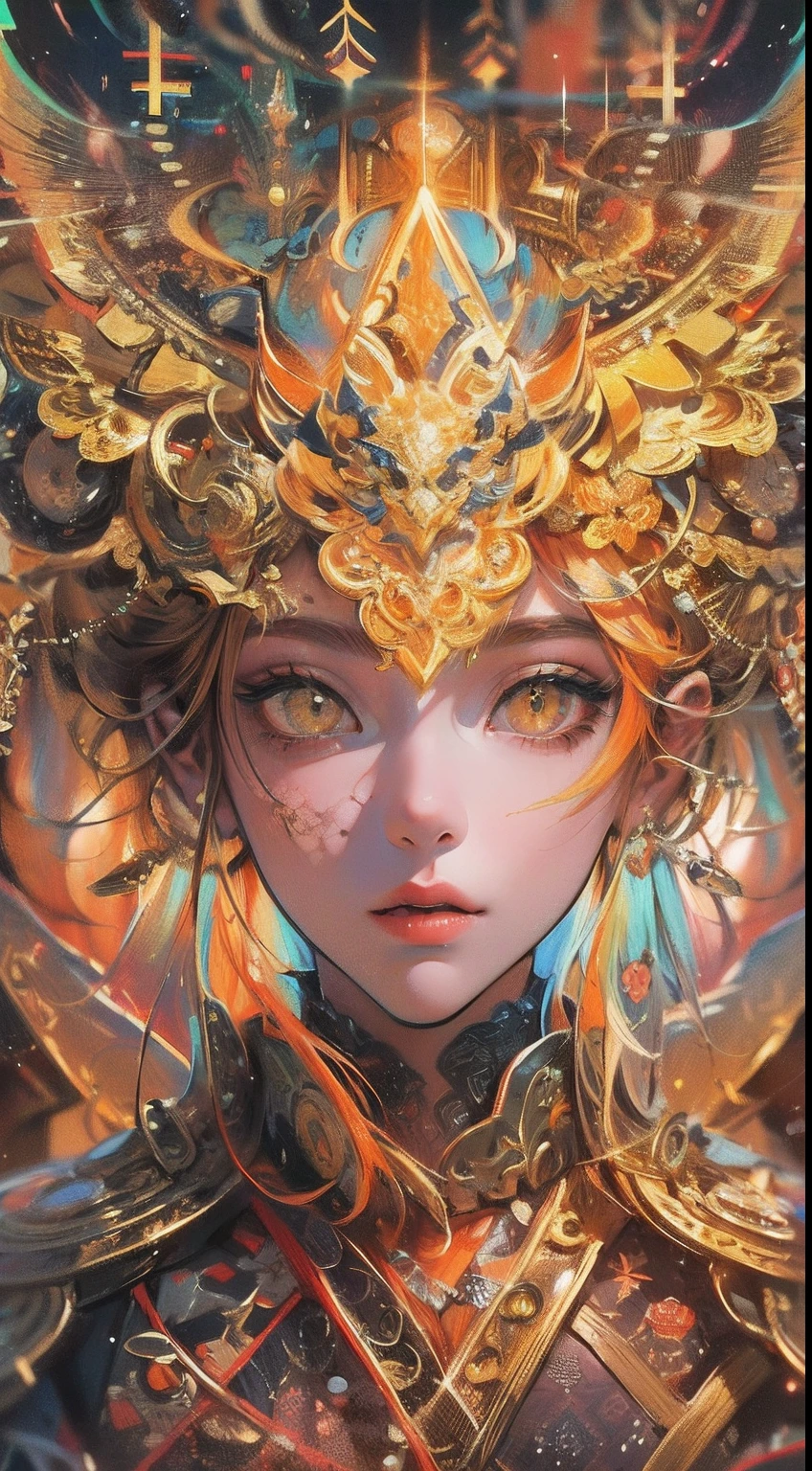 (absurdres, highres, ultra detailed), 1girl, solo, extremely detailed eyes, detailed Yellow bright eyes (official art, beautiful and aesthetic:1.2), (fractal art:1.3), colorful, highest detailed