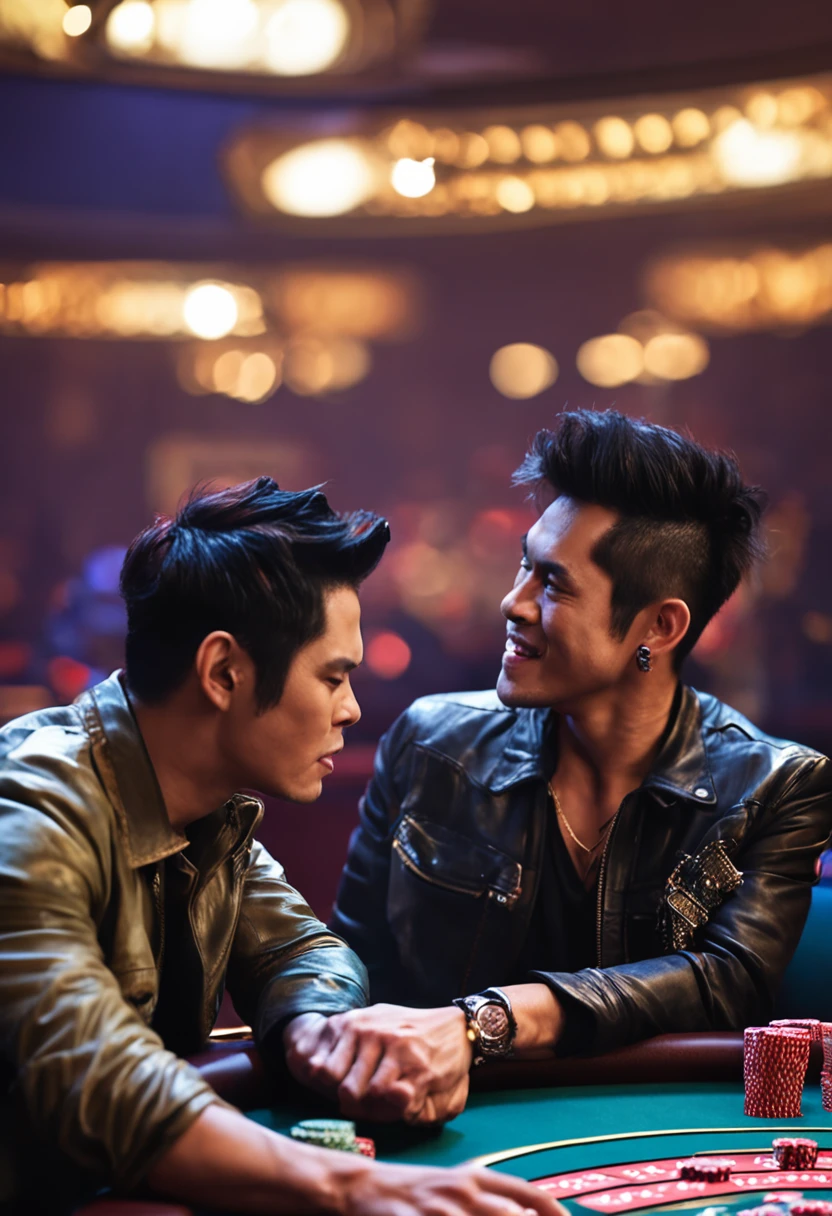 Singing Jay Chou and dancing Mike Jackson play Texas Hold'em together
