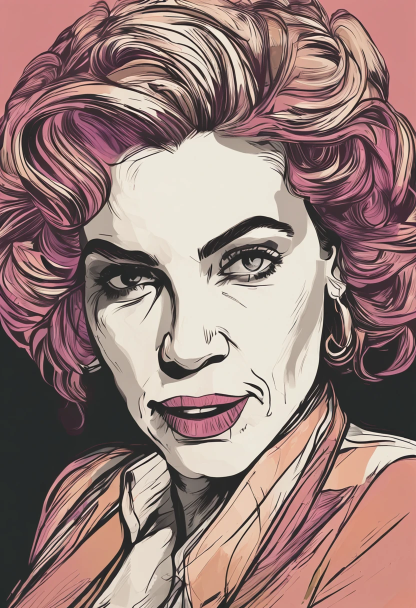 colored pencil and ink illustration, a mature woman, taking a selfie, perspective, POV, wearing ablouse, cleavage, pretty face, comic style, cartoon style, ink shading, hard shadows, extreme sharp, extreme detail, HD, HDR, 8K, masterpiece, best quality, best resolution, detailed face, detailed eyes, focused