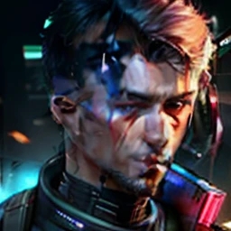 Change background cyberpunk handsome boy, realistic face, 8k, ultra realistic